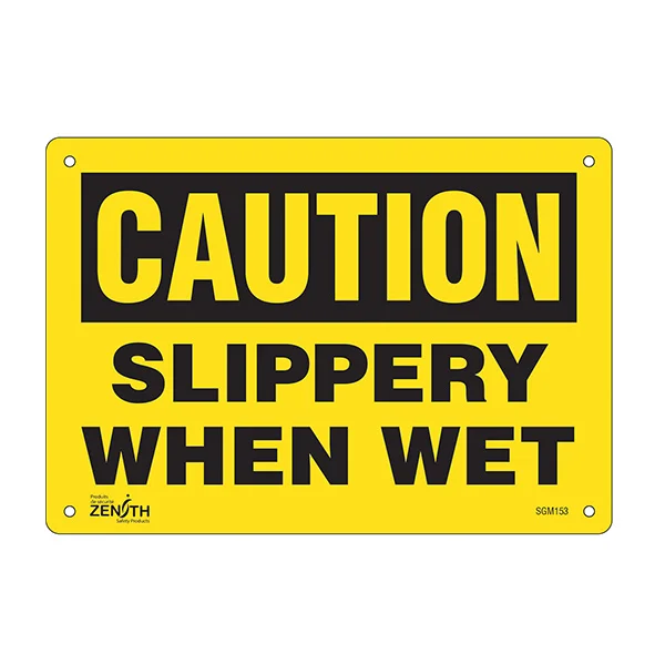 Slippery When Wet Sign - 10" x 7" - Aluminum - English