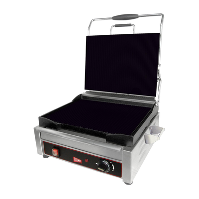Grindmaster-Cecilware SG1LF Fixed Lower Grill 14"W X 11"D Smooth Cast Iron Cooking Surface Single Pro Sandwich/Panini Grill