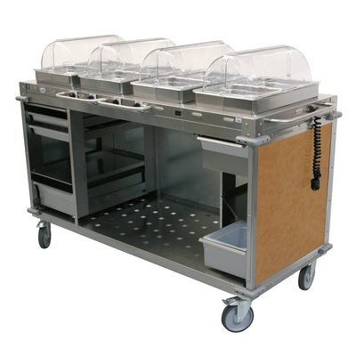 Cadco CBC-HHHH-L1 MobileServ® Mobile Hot Buffet Cart (4) Hot Full Size Buffet Servers