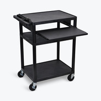 LUXOR LP34LE-B 34"H AV Cart - Three Shelves Front Pullout