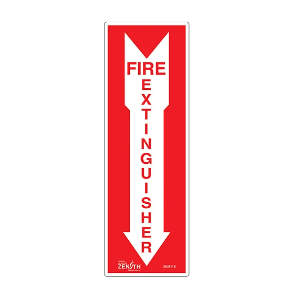 Fire Extinguisher Sign - 4" x 12" - Vinyl - English