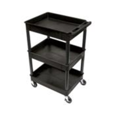 Luxor STC111-B 3 Shelf Plastic Tub Utility Cart