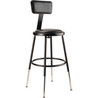 NPS 6418HB-10 NPS® 19"-27" Height Adjustable Heavy Duty Vinyl Padded Steel Stool with Backrest