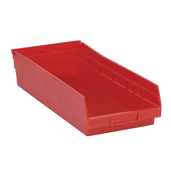 Shelf Bin - Plastic - 8-3/8" x 17-7/8" x 4" - 40 lb Capacity - Red