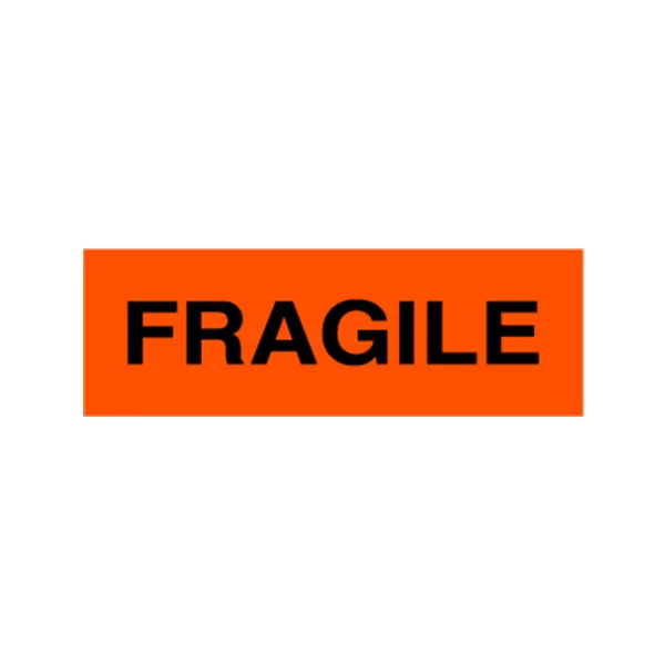 Fragile Label - 3" x 1" - Fluorescent Red
