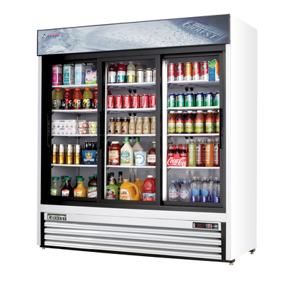 Everest EMGR69 Merchandising Refrigerator 3 Glass Doors, 115v, NSF - 69 cu. ft.