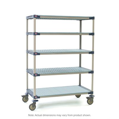 MetroMax 4 5X557PG4 5-Shelf Industrial Plastic Shelving Mobile Cart, Solid Bottom Shelf, 24" x 48" x 79.3125"