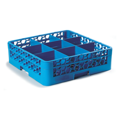 Carlisle RG9-114 OptiClean™ 9-Compartment Blue Glass Rack with 1