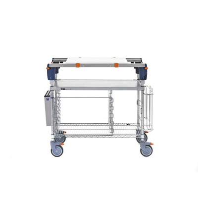 Metro MSQ1836-FGBR-PK2 PrepMate qwikSet MultiStation 36" Prep Station with Accessory Pack 2, Solid Galvanized top shelf and Brite Zinc Wire bottom shelf with Chrome posts