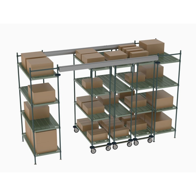 Metro TT12-E2448M1848P Top-Track Overhead Track Shelving Complete Kit for 12 ft. Spaces, 48" Wide Super Erecta Pro Shelves