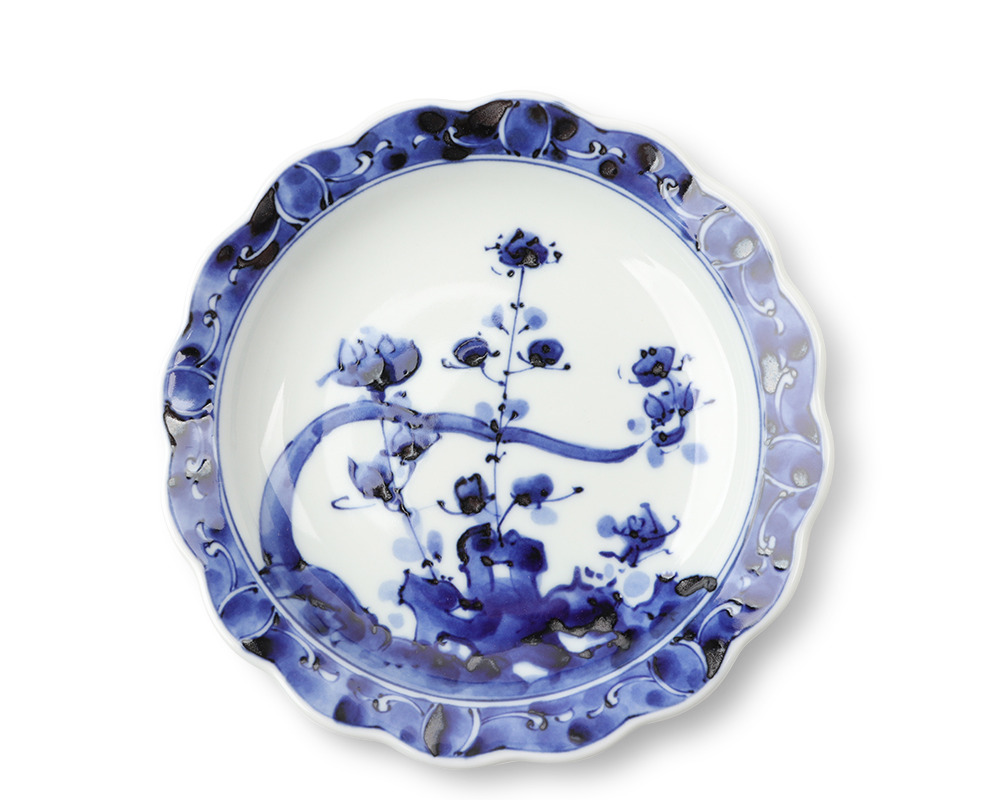 Blue & White Plate Iwa Botan 7.5"