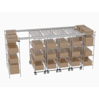Metro TT16-E2460M2460C Top-Track Overhead Track Shelving Complete Kit for 16 ft. Spaces, 60" Wide Chrome Wire Shelves