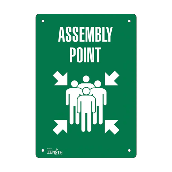 Assembly Point Sign - 10" x 14" - Plastic - English