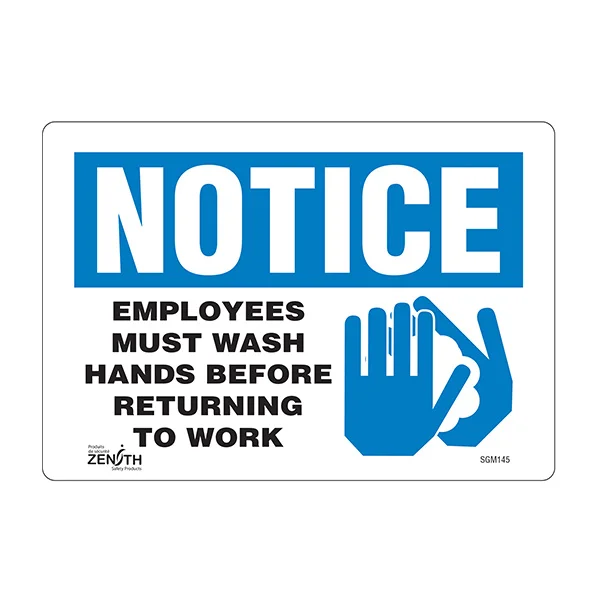 Employees Must Wash Hands Sign - 10" x 7" - Vinyl - English