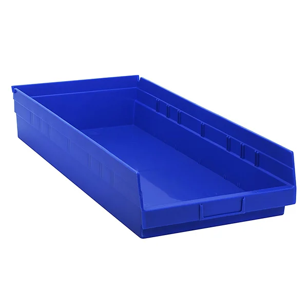 Shelf Bin - Plastic - 11-1/8" x 23-5/8" x 4" - 50 lb Capacity - Blue