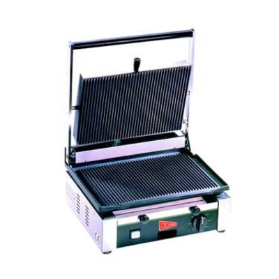Grindmaster-Cecilware TSG1G Fixed Lower Grill 14-1/2"W X 10"D Grooved Cast Iron Cooking Surface Single Pro Sandwich/Panini Grill