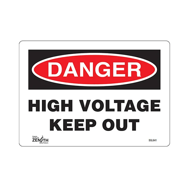 High Voltage Keep Out Sign - 10" x 7" - Vinyl - English