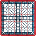 Carlisle RG25-3C410 25-Compartment Blue Glass Rack with 3 Red Ex