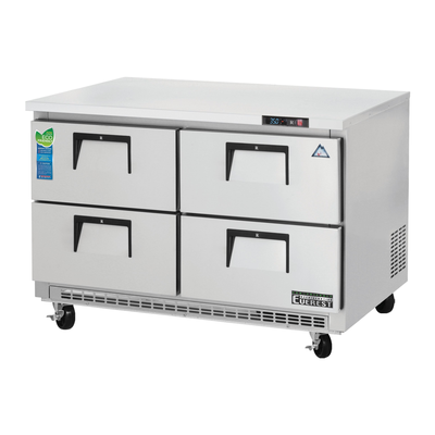Everest ETBR2-D4 47.5-Inch Two-Door Four Drawer Back Mount Undercounter Refrigerator, 14-Cubic Feet, NSF