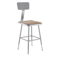 NPS 6318HB NPS® 19"-27" Height Adjustable Heavy Duty Square Seat Steel Stool with Backrest