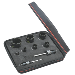 STARRETT KCT06041-N 10 Piece Hole Saw Kit - Carbide Tipped - Electricians Kit