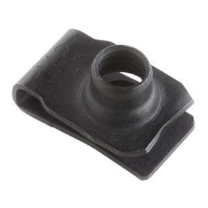 M8 - 1.25 SHORT THROAT MULTIPLE THREAD SPRING NUT U TYPE 1050 - 1065 STEEL ZINC PHOSPHATE PER PRINT