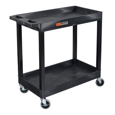 Luxor EC11-B TUFFY XL Two-Shelf Tub Utility Cart, 32" x 18", Bla