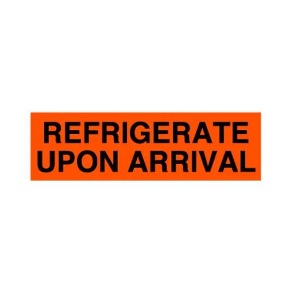 Refrigerate Upon Arrival Label - 2" x 4" - Fluorescent Red