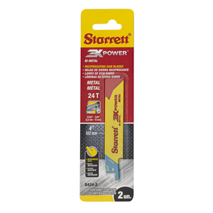STARRETT B424-2 Metal Cut 4'' x 3/4 x .035 x 24T, 3X POWER, 2 Pack