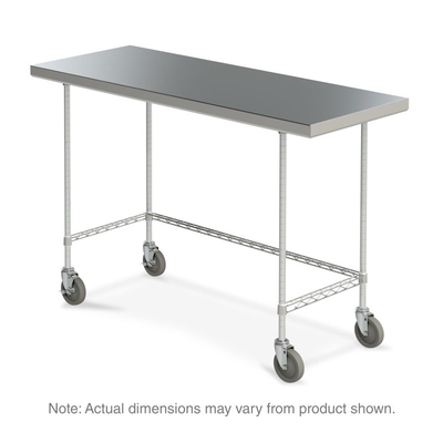 Metro MWTS2460US Space Saver Stainless Steel Mobile Worktable with Bottom 3-Sided Frame, 24" x 60"