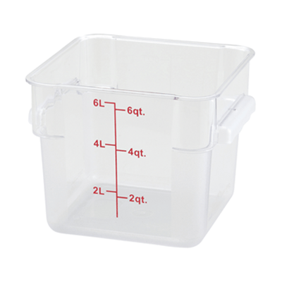 Winco PCSC-6C 6 qt Polycarbonate Square Food Storage Container