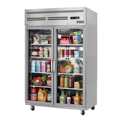 Everest ESGR2 49-5/8" Two-Door Glass Door Upright Reach-In Refrigerator, 48-Cubic Feet, NSF