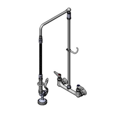T&S Brass B-0131 EasyInstall Pre-Rinse Unit Wall Mount Mixing Faucet With 8" Adjustable Centers