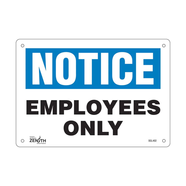 Employees Only Sign - 10" x 7" - Plastic - English