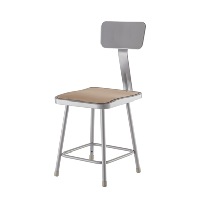 NPS 6318B NPS® 18" Heavy Duty Square Seat Steel Stool with Backr