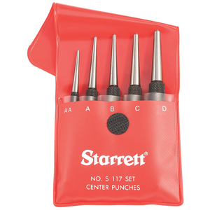 STARRETT S117PC Center Punches, Set Of 5, In Plastic Case