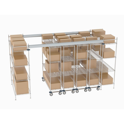 Metro TT14-E2460M1860C Top-Track Overhead Track Shelving Complete Kit for 14 ft. Spaces, 60" Wide Chrome Wire Shelves
