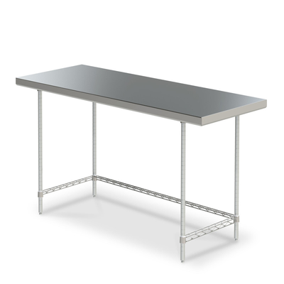 Metro WTS2436US Space Saver Stainless Steel Stationary Worktable with Bottom 3-Sided Frame, 24" x 36"