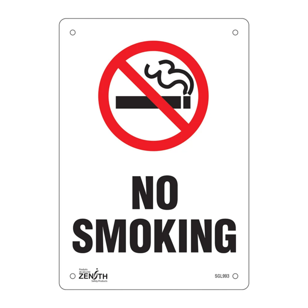 No Smoking Sign - 10" x 7" - Aluminum - English