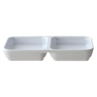Thunder Group 19002WT 4 oz 6" x 3" Twin Sauce Dish