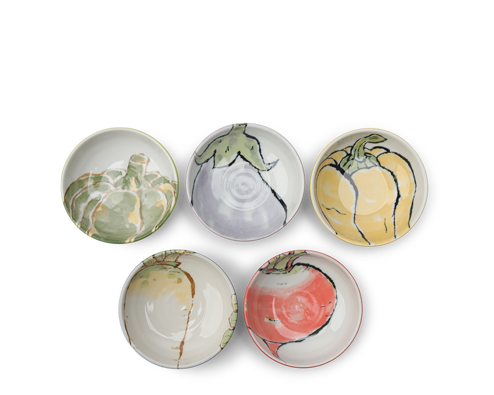 Vegetables Assorted Sauce Bowls Set/5 3-3/4"