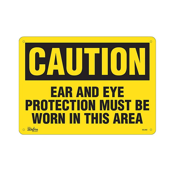 Eye and Ear Protection Required Sign - 14" x 10" - Aluminum - English