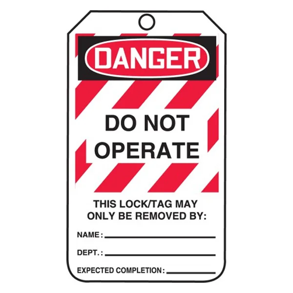 Lockout Tag - Danger Do Not Operate - 3-1/8" x 5-7/8"