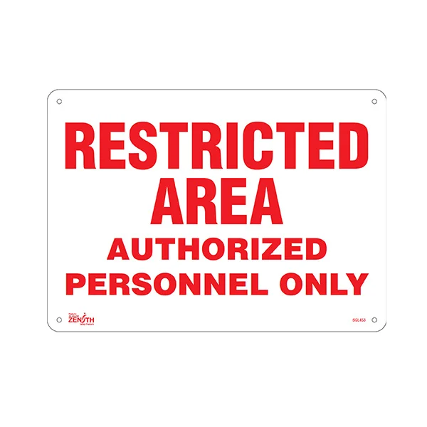 Restricted Area Authorized Personnel Only Sign - 14" x 10" - Plastic - English