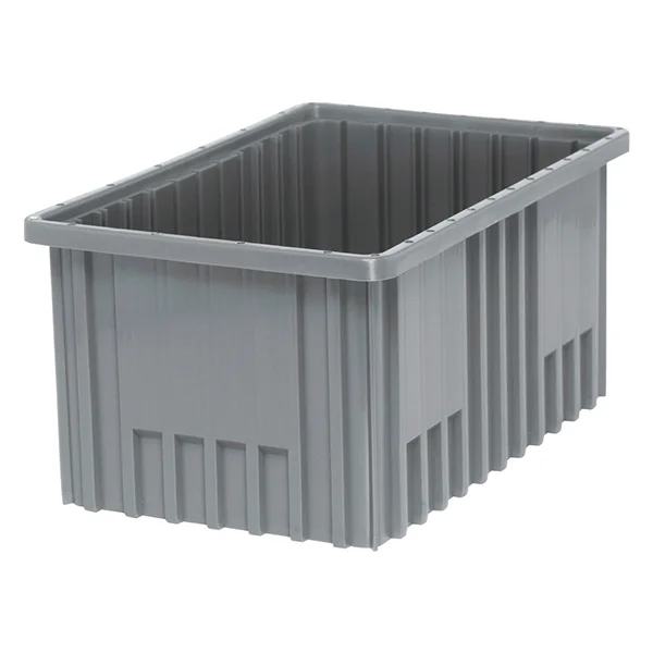 Divider Box Container - Plastic - 22-1/2" x 17-1/2" x 8" - 1.32 cu ft - Grey