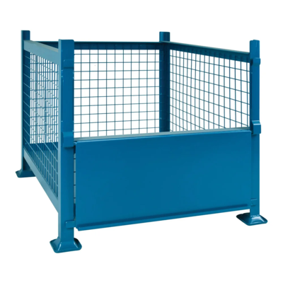Bulk Container - Steel Mesh - 34.5" x 40.5" x 30" - 3000 lb Capacity - Blue