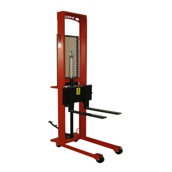 Fork Stacker - Straddle - Hydraulic - 30" Fork Length - 76" Lift Height - 1000 lb Capacity