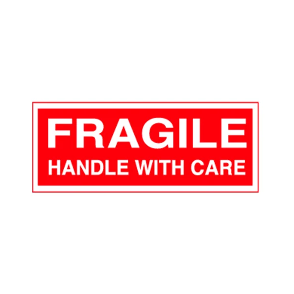 Fragile Handle With Care Label - 2" x 5" - Red