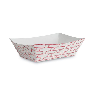 Boardwalk BWK30LAG100 Paper Food Baskets, 1 lb Capacity, Red/Whi