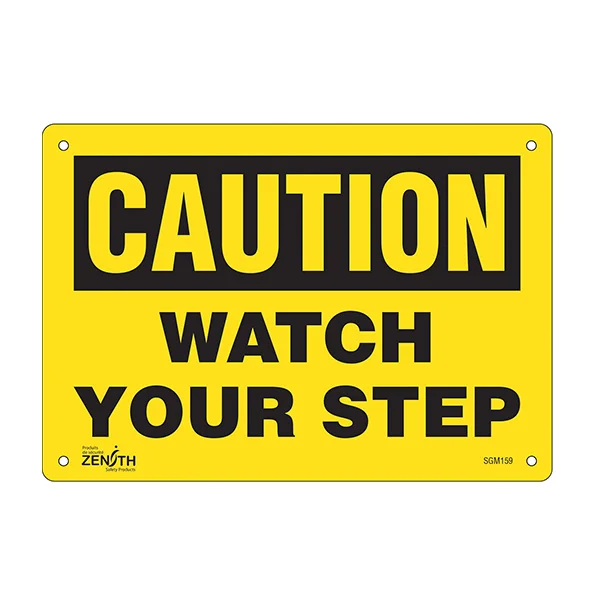 Watch Your Step Sign - 10" x 7" - Aluminum - English